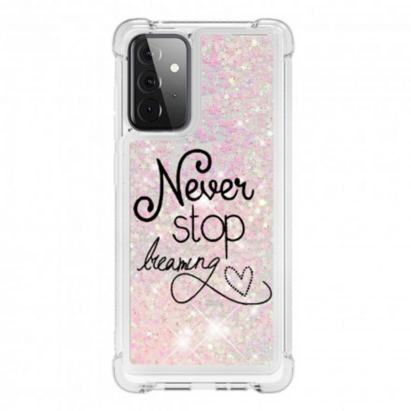 Telefoonhoesje voor Samsung Galaxy A72 4G / A72 5G Stop Nooit Met Dromen Glitter