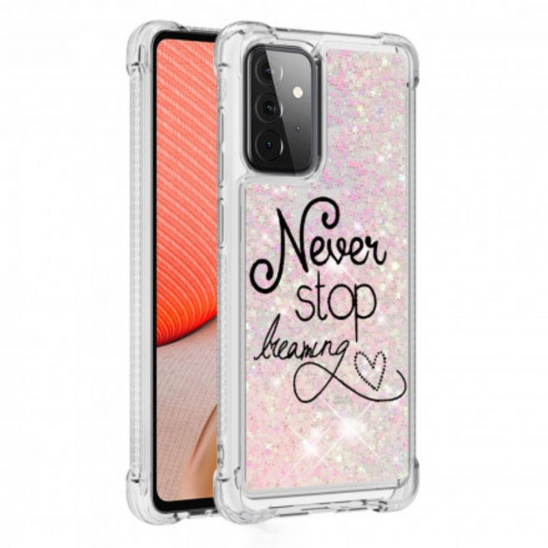 Telefoonhoesje voor Samsung Galaxy A72 4G / A72 5G Stop Nooit Met Dromen Glitter