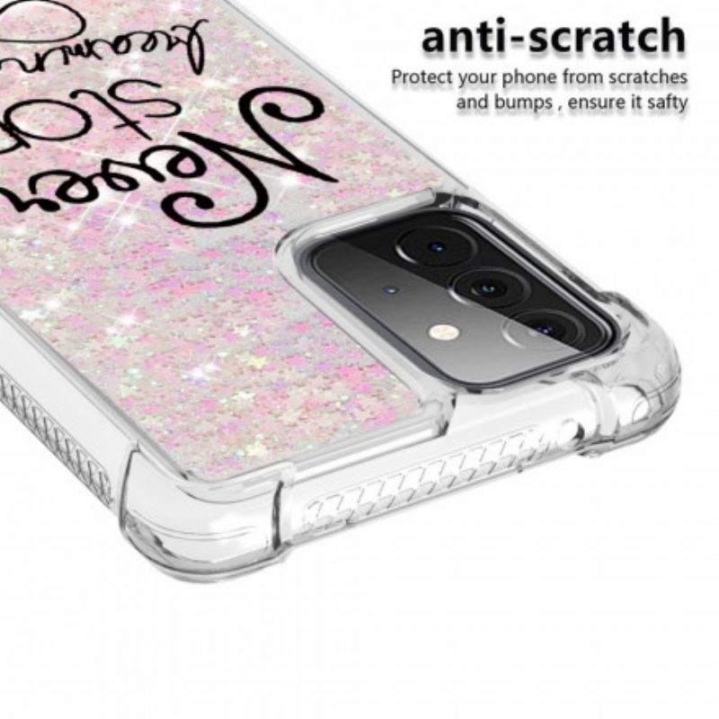 Telefoonhoesje voor Samsung Galaxy A72 4G / A72 5G Stop Nooit Met Dromen Glitter