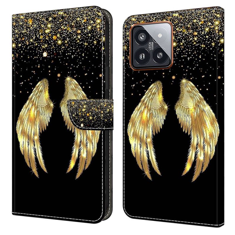 Bescherming Hoesje Xiaomi 14 Pro Gouden Vleugels