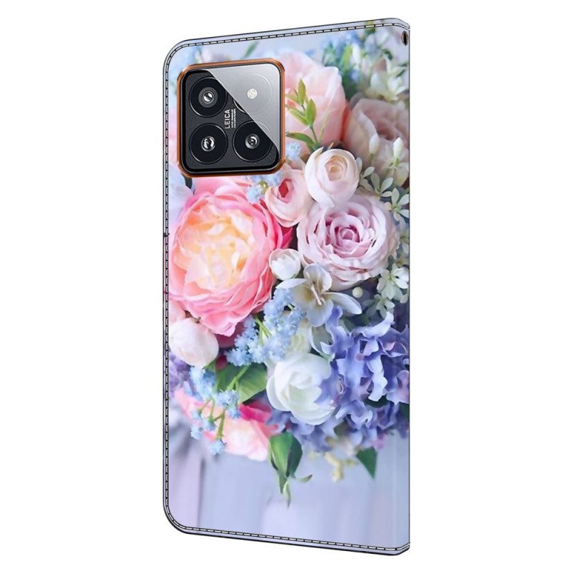 Bescherming Hoesje Xiaomi 14 Pro Kleurrijke Bloemen