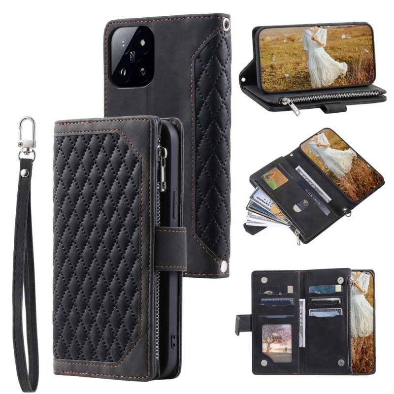 Flip Case Leren Xiaomi 14 Pro Gewatteerde Portemonnee Met Voering