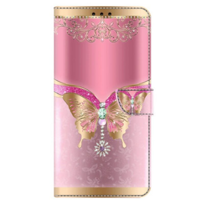 Folio-hoesje Xiaomi 14 Pro Roze En Gouden Vlinder