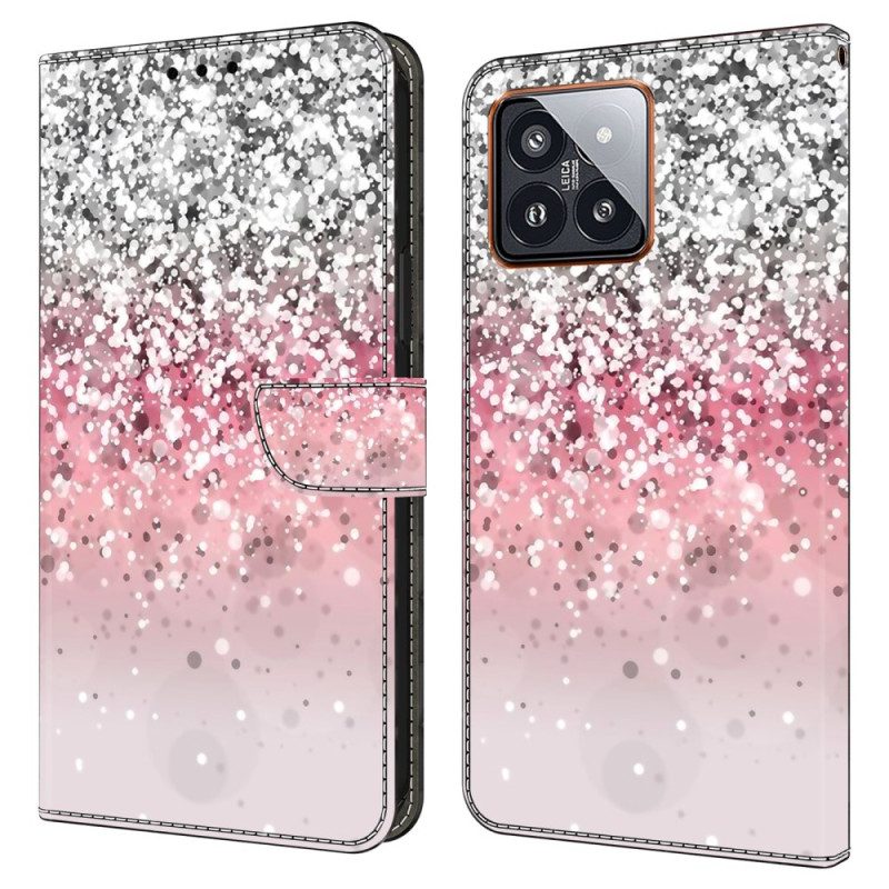 Folio-hoesje Xiaomi 14 Pro Telefoonhoesje Glitter Met Verloop