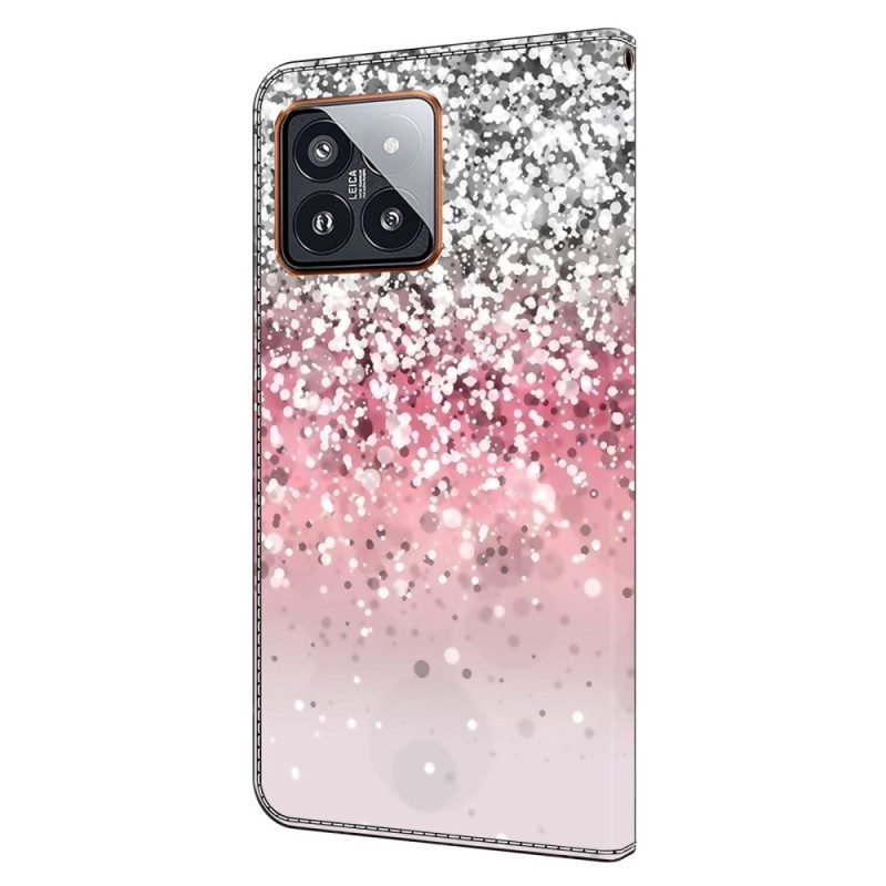 Folio-hoesje Xiaomi 14 Pro Telefoonhoesje Glitter Met Verloop