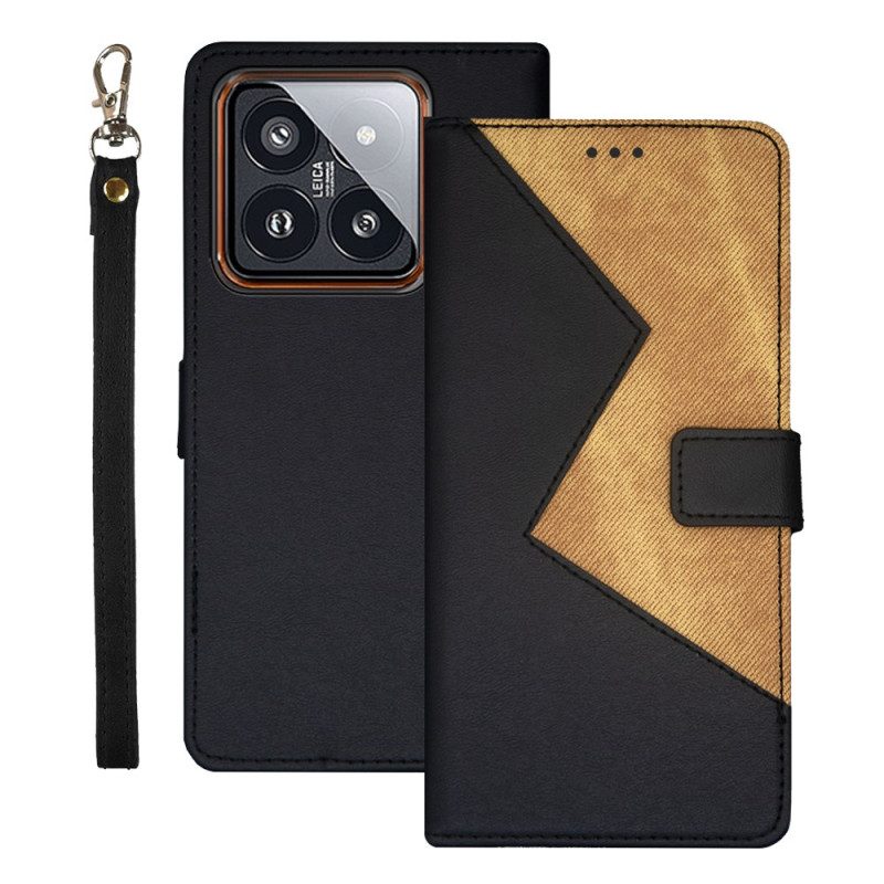 Leren Hoesje Voor Xiaomi 14 Pro Tweekleurige Idewei