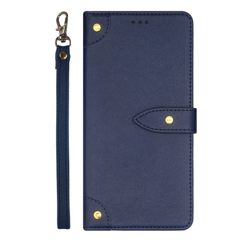 Leren Hoesje Xiaomi 14 Pro Idewei Decoratieve Klinknagels Bescherming Hoesje