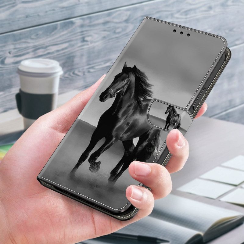 Leren Hoesje Xiaomi 14 Pro Zwart Paard Bescherming Hoesje