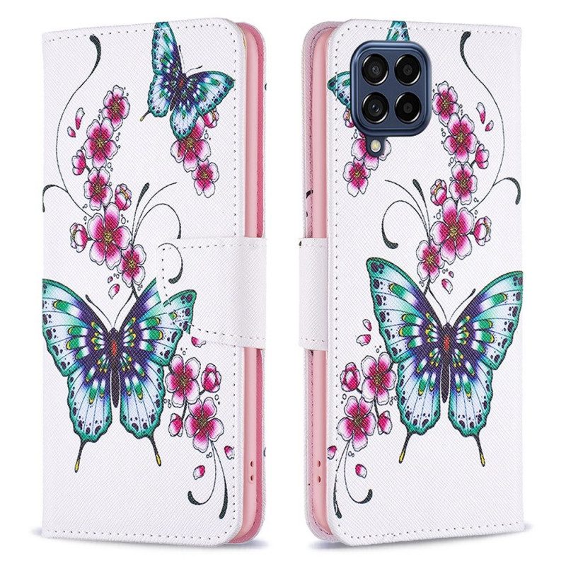 Flip Case voor Samsung Galaxy M53 5G Weiger Vlinders