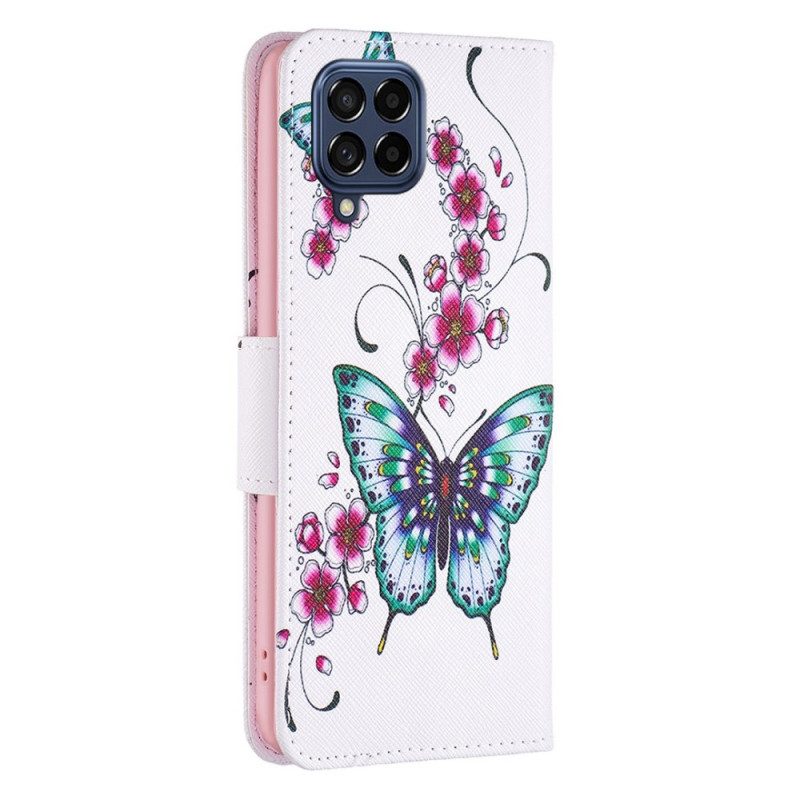 Flip Case voor Samsung Galaxy M53 5G Weiger Vlinders