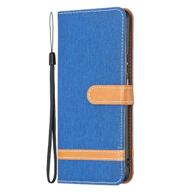 Folio-hoesje voor Samsung Galaxy M53 5G Met Ketting Band Van Stof En Leereffect