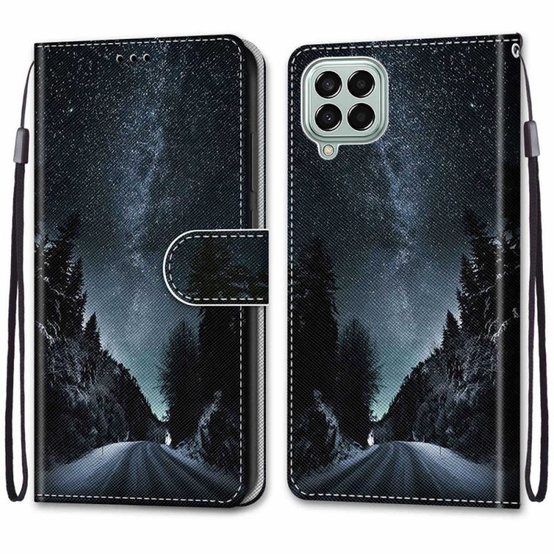 Folio-hoesje voor Samsung Galaxy M53 5G Met Ketting Lanyard-landschap