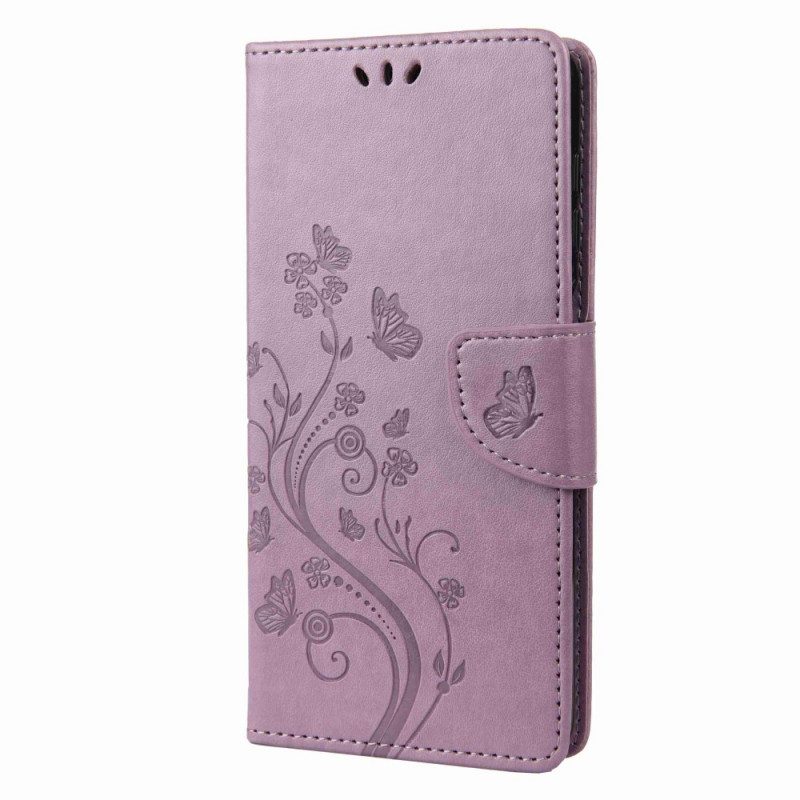 Folio-hoesje voor Samsung Galaxy M53 5G Met Ketting Riem Bloemen