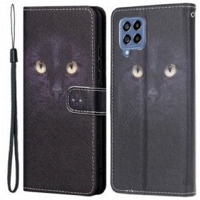 Folio-hoesje voor Samsung Galaxy M53 5G Met Ketting Strappy Kattenogen