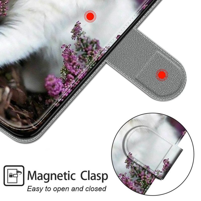 Folio-hoesje voor Samsung Galaxy M53 5G Met Ketting String Cat Fan