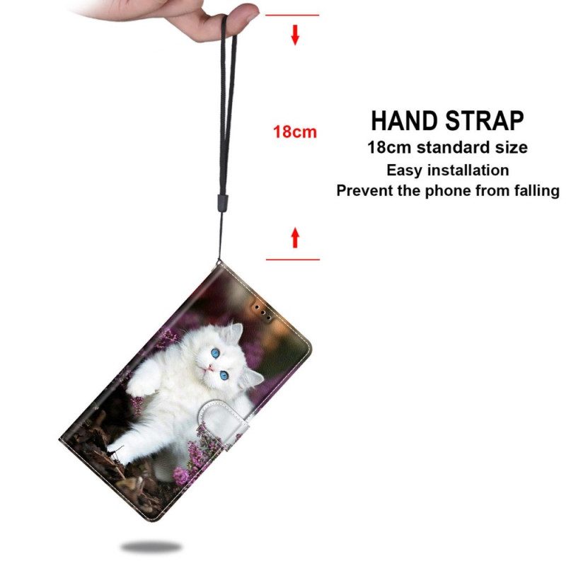 Folio-hoesje voor Samsung Galaxy M53 5G Met Ketting String Cat Fan