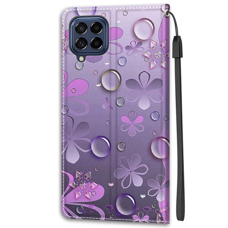 Folio-hoesje voor Samsung Galaxy M53 5G Met Ketting String Druppels