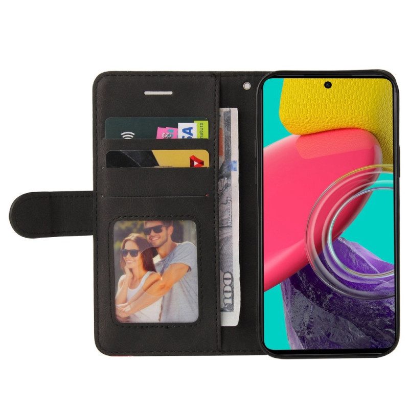 Folio-hoesje voor Samsung Galaxy M53 5G Met Ketting Tweekleurige Riem