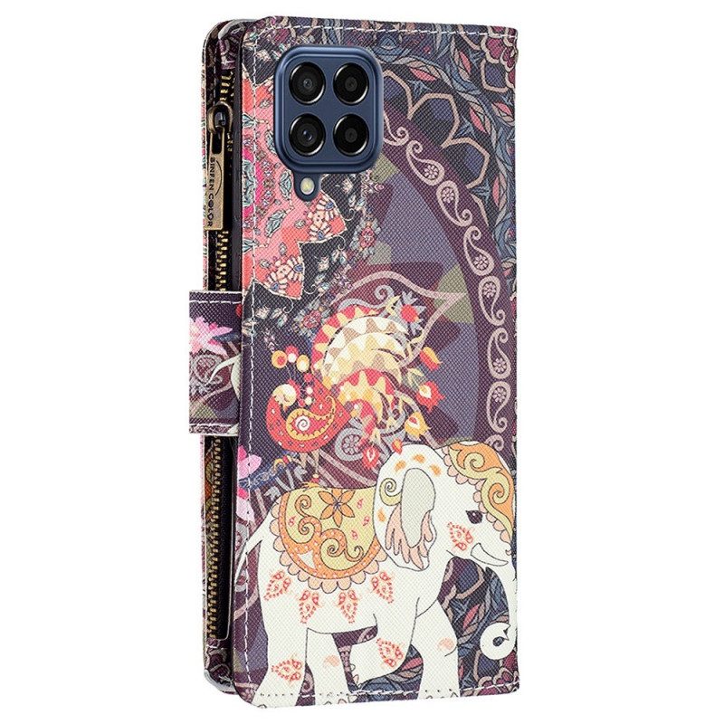 Folio-hoesje voor Samsung Galaxy M53 5G Portemonnee Leren Olifant Portemonnee