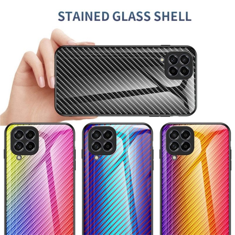 Hoesje voor Samsung Galaxy M53 5G Koolstofvezel Gehard Glas