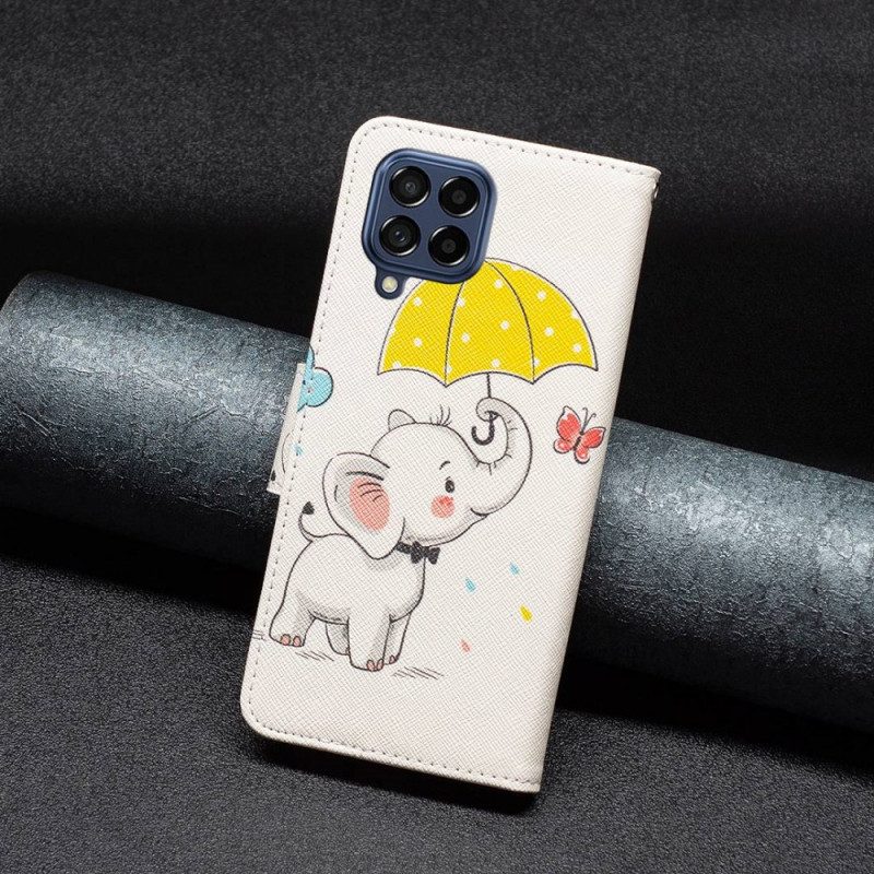 Leren Hoesje voor Samsung Galaxy M53 5G Baby Olifant