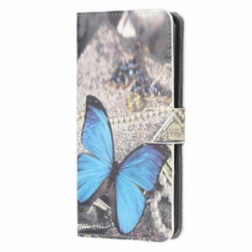 Leren Hoesje voor Samsung Galaxy M53 5G Blauwe Vlinder