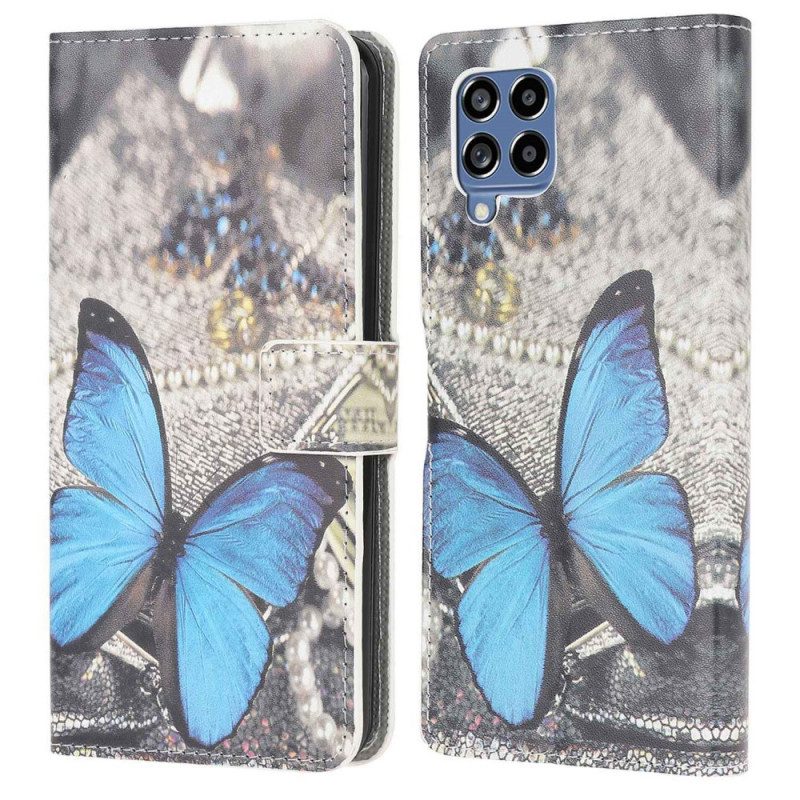 Leren Hoesje voor Samsung Galaxy M53 5G Blauwe Vlinder