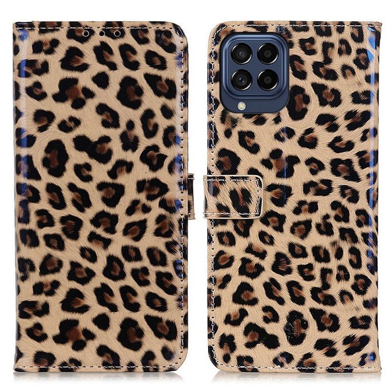 Leren Hoesje voor Samsung Galaxy M53 5G Klein Luipaardeffect