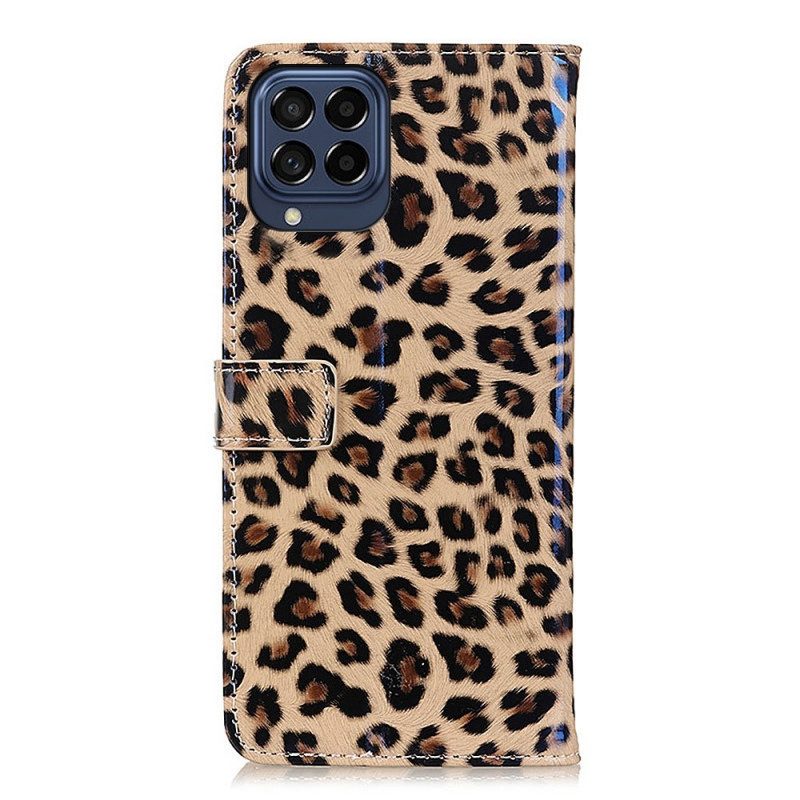 Leren Hoesje voor Samsung Galaxy M53 5G Klein Luipaardeffect