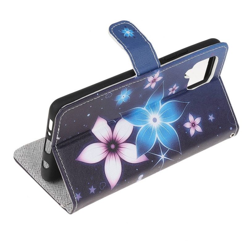 Leren Hoesje voor Samsung Galaxy M53 5G Met Ketting Maanband Bloemen