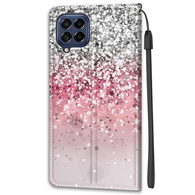 Leren Hoesje voor Samsung Galaxy M53 5G Pailletten Met Bandje