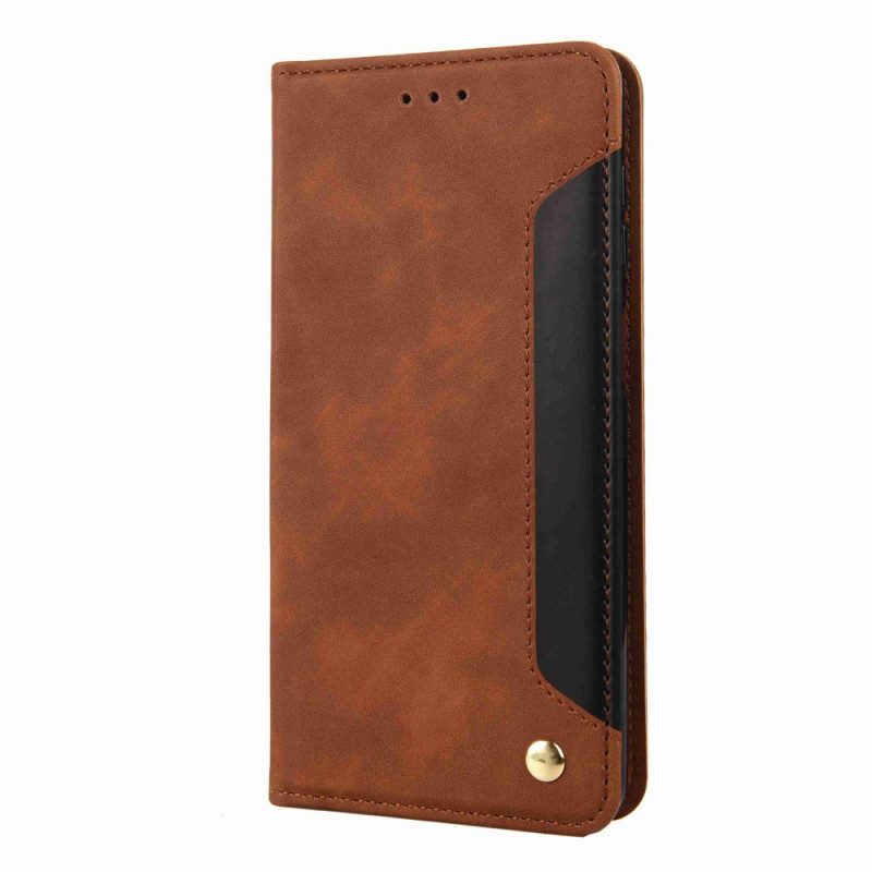 Leren Hoesje voor Samsung Galaxy M53 5G Tweekleurige Elegantie