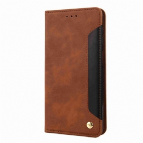 Leren Hoesje voor Samsung Galaxy M53 5G Tweekleurige Elegantie