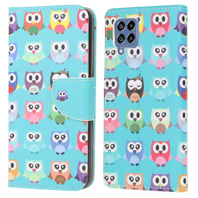 Leren Hoesje voor Samsung Galaxy M53 5G Uil Stam