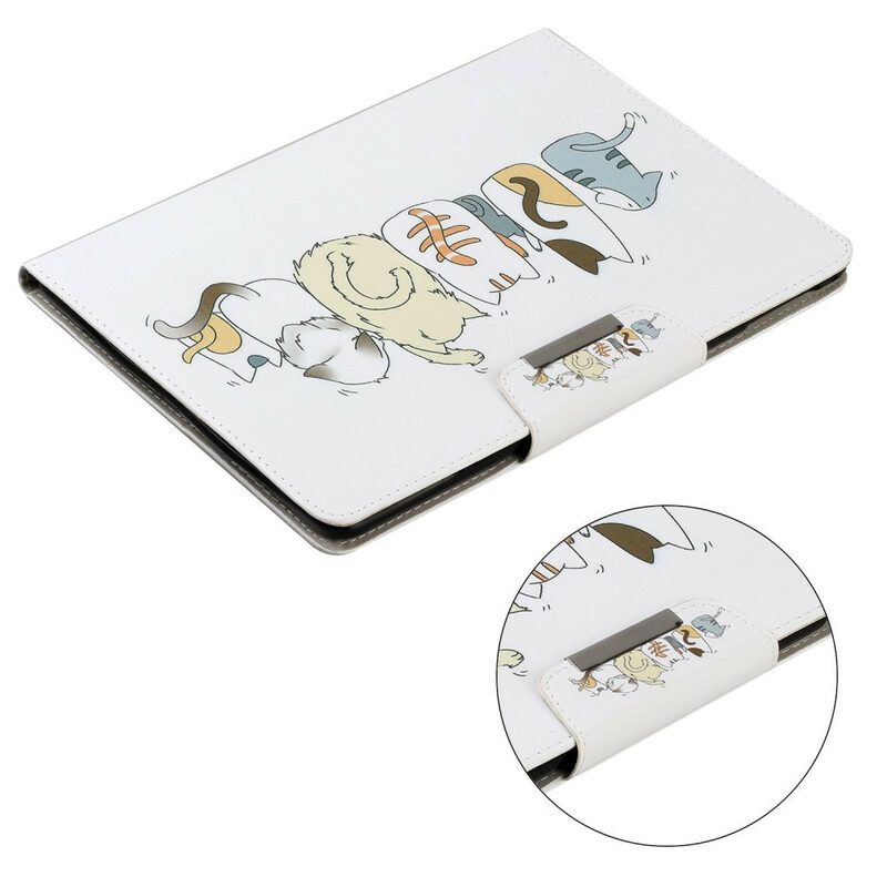 Leren Hoesje voor iPad 10.2" (2020) (2019) Stapel Katten