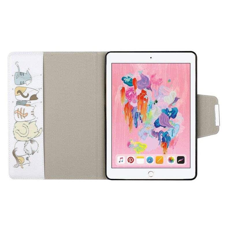 Leren Hoesje voor iPad 10.2" (2020) (2019) Stapel Katten