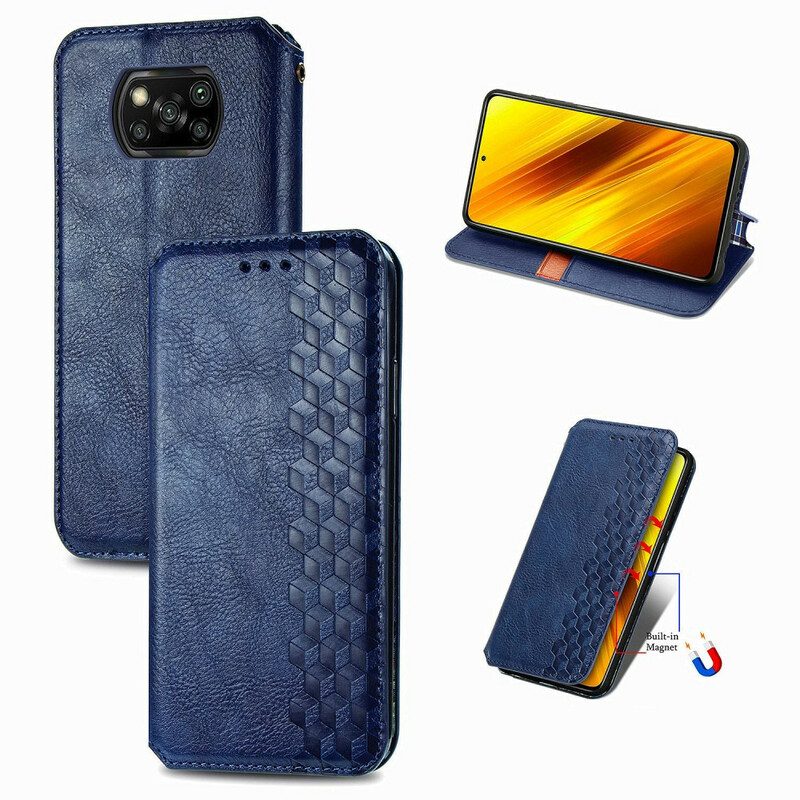 Bescherming Hoesje voor Poco X3 / X3 Pro / X3 NFC Folio-hoesje Leereffect Diamanttextuur