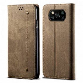 Bescherming Hoesje voor Poco X3 / X3 Pro / X3 NFC Folio-hoesje De Textuur Van Jeans Van Het Leer Van Het Imitatieleer