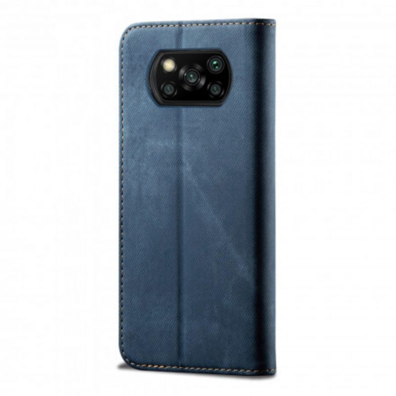 Bescherming Hoesje voor Poco X3 / X3 Pro / X3 NFC Folio-hoesje De Textuur Van Jeans Van Het Leer Van Het Imitatieleer