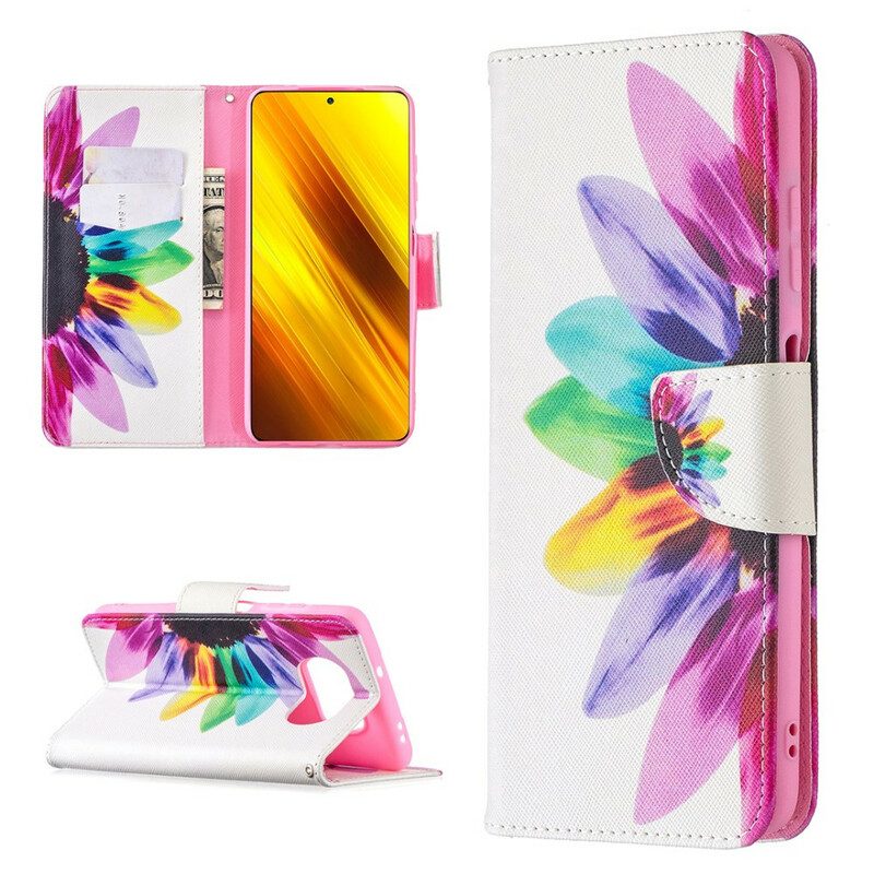 Flip Case voor Poco X3 / X3 Pro / X3 NFC Waterverf Bloem