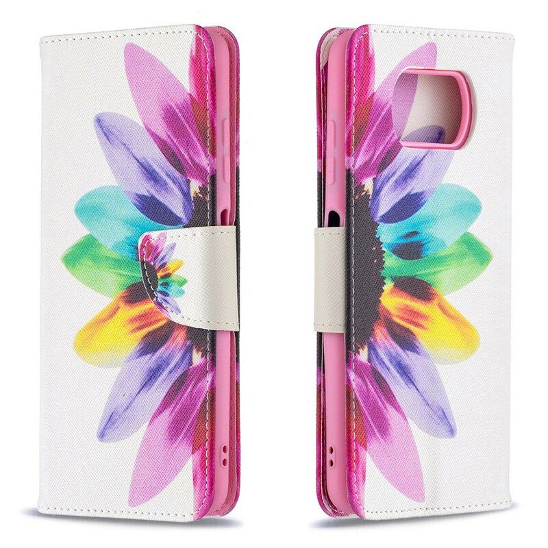 Flip Case voor Poco X3 / X3 Pro / X3 NFC Waterverf Bloem