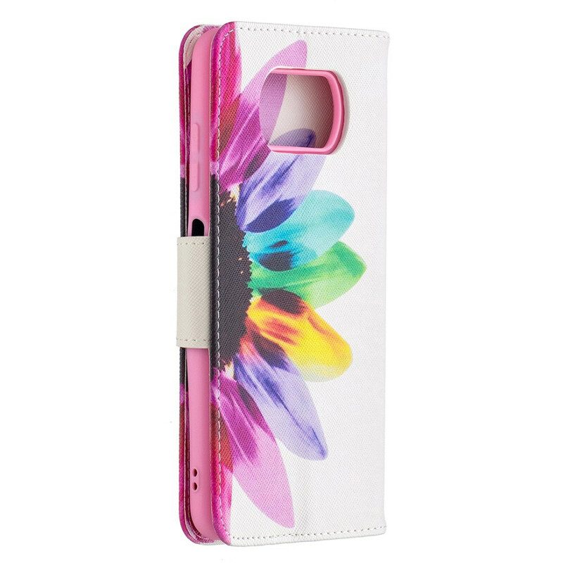 Flip Case voor Poco X3 / X3 Pro / X3 NFC Waterverf Bloem