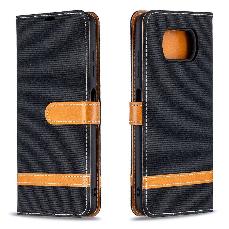 Folio-hoesje voor Poco X3 / X3 Pro / X3 NFC Met Ketting Band Van Stof En Leereffect