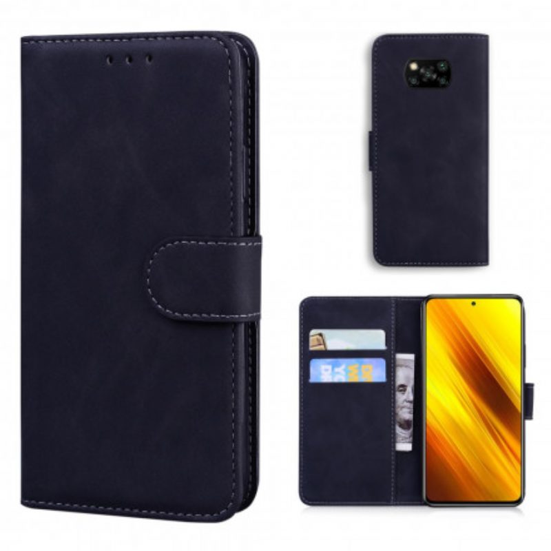 Folio-hoesje voor Poco X3 / X3 Pro / X3 NFC Monochroom Leereffect