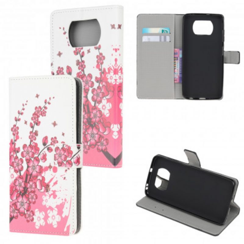 Folio-hoesje voor Poco X3 / X3 Pro / X3 NFC Tropische Bloemen