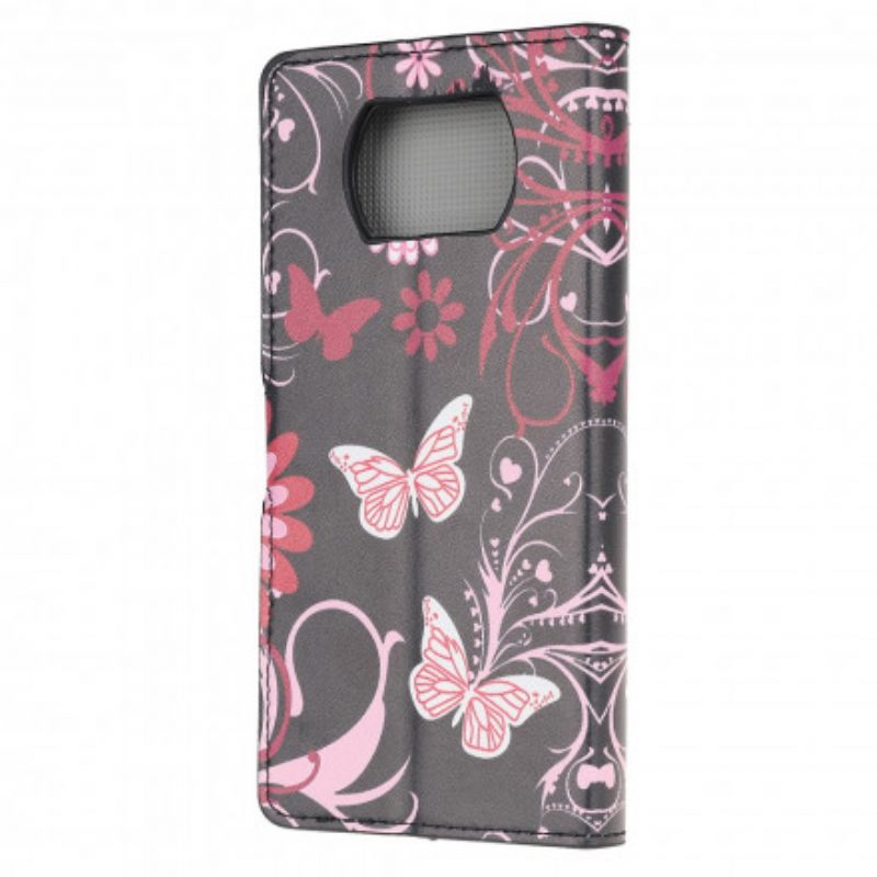 Folio-hoesje voor Poco X3 / X3 Pro / X3 NFC Vlinders En Bloemen