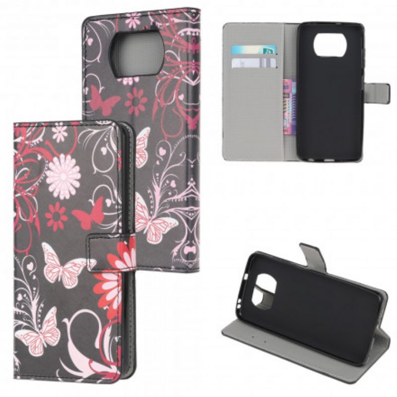 Folio-hoesje voor Poco X3 / X3 Pro / X3 NFC Vlinders En Bloemen