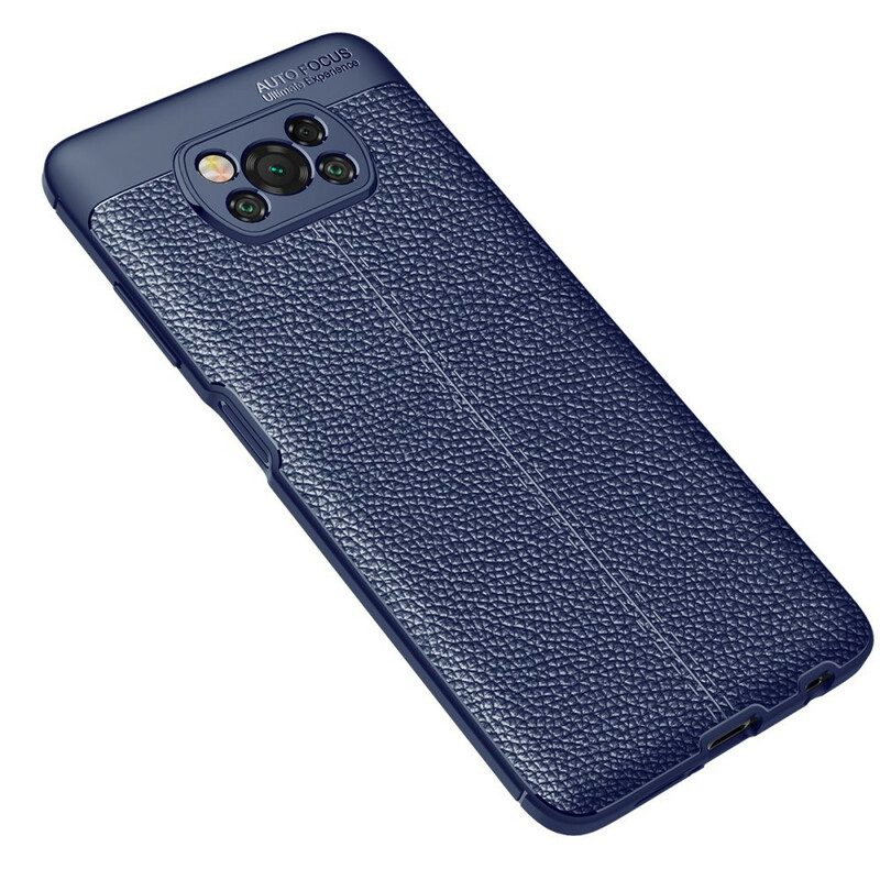 Hoesje voor Poco X3 / X3 Pro / X3 NFC Dubbellijnig Litchi-leereffect