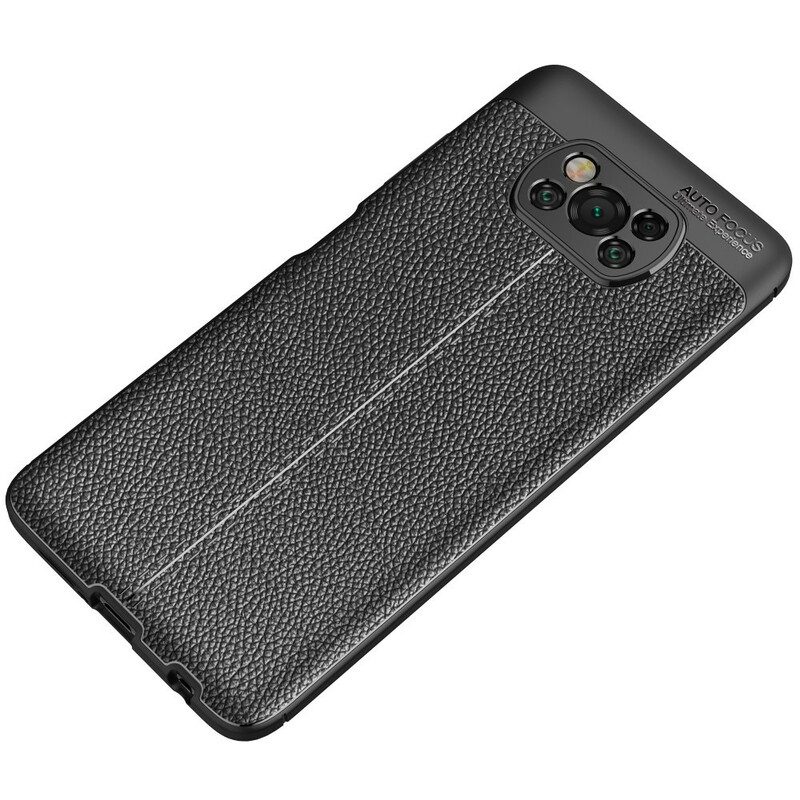 Hoesje voor Poco X3 / X3 Pro / X3 NFC Dubbellijnig Litchi-leereffect