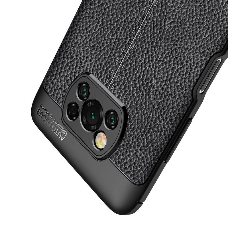 Hoesje voor Poco X3 / X3 Pro / X3 NFC Dubbellijnig Litchi-leereffect